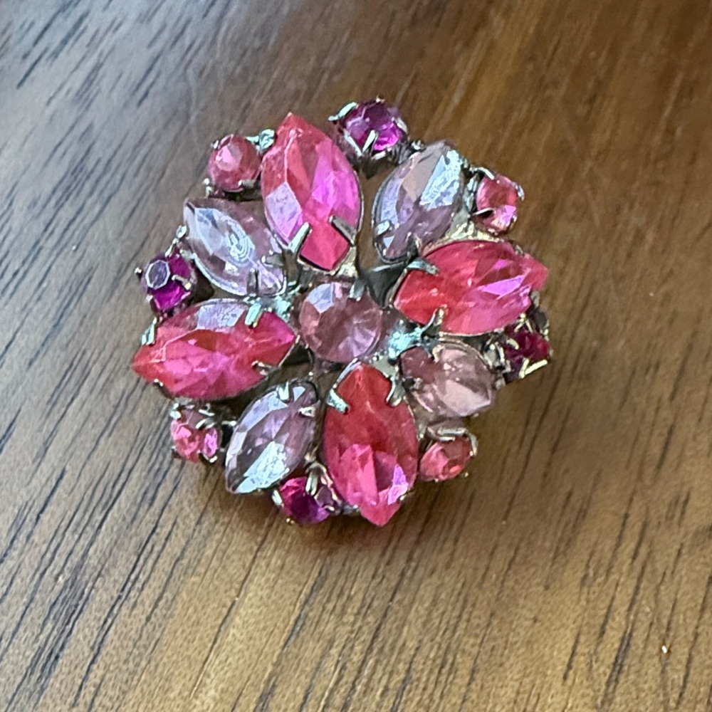 Pink and Purple Rhinestone Brooch